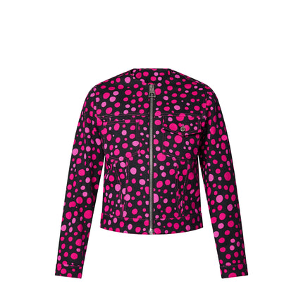 Women Black Cotton Pink Dots Jacket