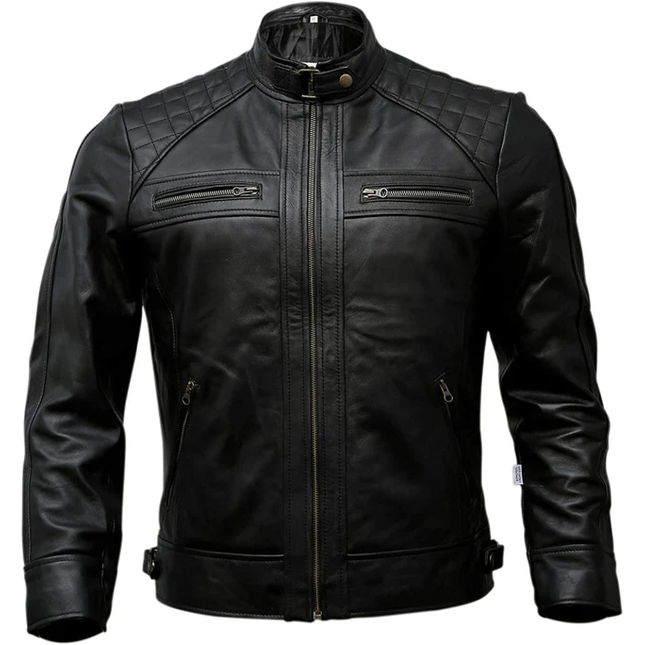 Men Black Lambskin Leather Jacket