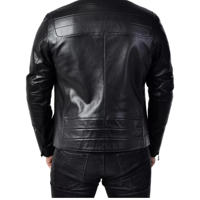 Men Genuine Leather Biker Jacket
