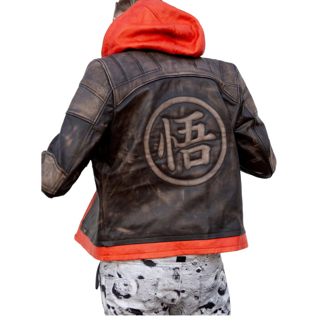 Men Goku Hooded Leather Jacket