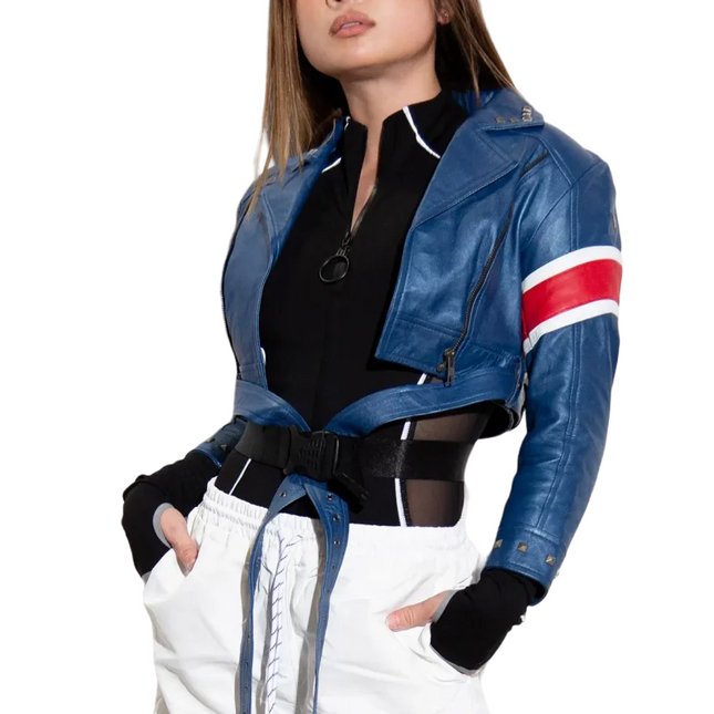Women Street Fighter Flag Leather Jacket