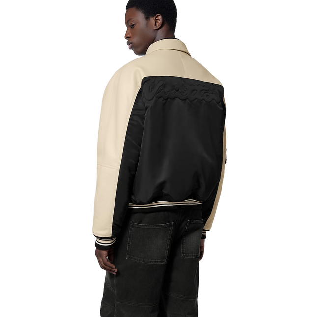 Men Leather And Nylon Blouson Jacket
